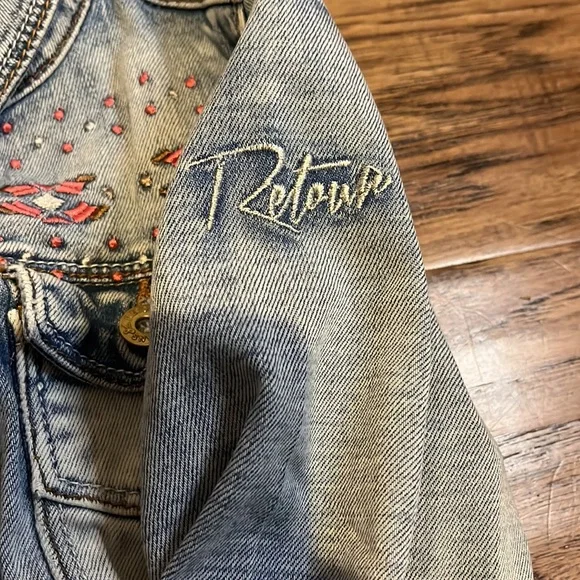 Retour girls Dutch cropped denim embroidered jacket size 6 - Picture 6 of 7